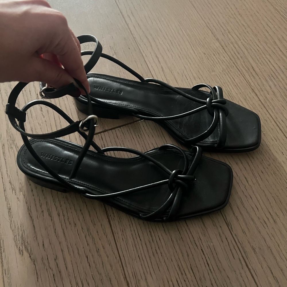Whistles Roya Black Strappy Leather Sandals EUR 39 / US 8.5